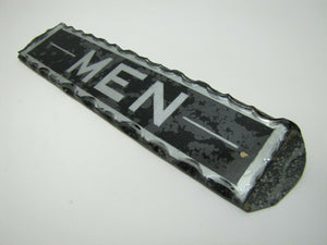 MEN Antique Reverse Glass Chip Scalloped Edge Tin Frame Advertising Sign ROG