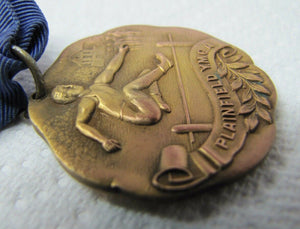 PLAINFIELD YMCA Antique Track Hurdle Sports Award Medallion Ribbon