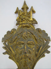 Load image into Gallery viewer, POSEIDON TRIDENT Antique 19c Brass Decorative Art Architectural Hardware Element
