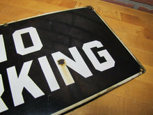 Load image into Gallery viewer, Old NO PARKING Porcelain Sign Black &amp; White Repair Shop Industrial RHTF 10x20
