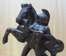 Load image into Gallery viewer, Old GLADIATOR WARRIOR HORSE Cast Iron Decorative Art Deco Era Bookend
