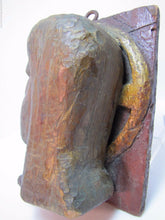 Load image into Gallery viewer, Old Folk Art Head Carved Mans Face Side View Wooden Plaque Religious Crusader
