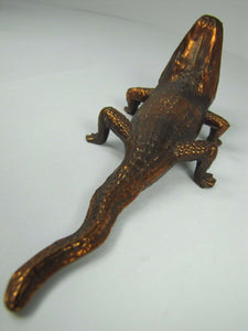 Old Alligator Ashtray Match Cigar Holder Sebring Fla Souvenir cast metal copper