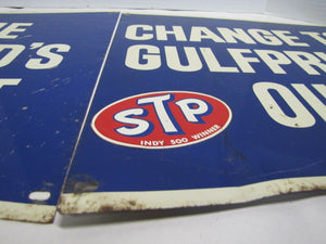 Orig 1960s GULFPRIDE Oil The World's Finest Sign GULF Gas Station Repair Shop