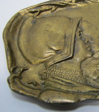 Load image into Gallery viewer, MAIDEN BONNET SHIP OCEAN SUN FISH Old Brass Figural Decorative Arts Trinket Tray
