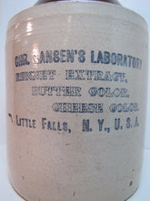 Load image into Gallery viewer, Antique HANSEN&#39;S LABORATORY Stoneware Jug Little Falls NY butter cheese color
