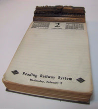 Load image into Gallery viewer, Original 1940s Reading Railway System Desk Blotter Calendar RR Train Advertising
