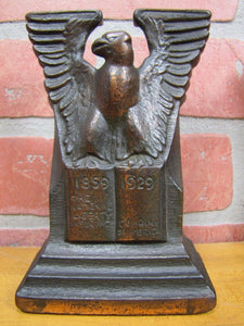 NATIONAL LIBERTY INSURANCE Co of AMERICA Old Cast Iron Eagle Bookends 1929