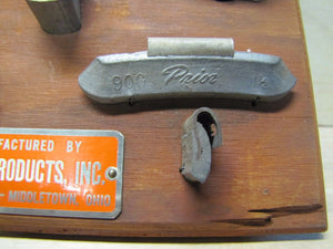 PRIOR WHEEL WEIGHTS Old Auto Parts Store Display Counter Top Sign TEXAS OHIO