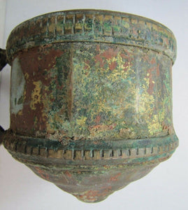 Antique Oil Lamp Wall Mount Bracket unique early bronze copper ornate detailing