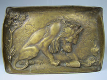 Load image into Gallery viewer, Antique Bronze Lion Decorative Art Tray Ornate High Relief Design Tree Landscape
