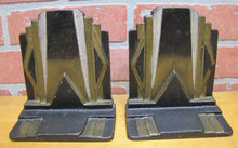 Load image into Gallery viewer, Art Deco SKYSCRAPER Stylized Geometric Cast Iron Pair Bookends Decorative Arts
