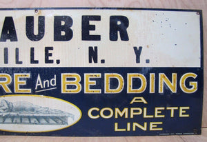 N RAUBER NY FURNITURE BEDDING HERCULES SPRING Old Embossed Tin Sign AMERICAN ART