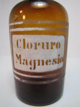 Load image into Gallery viewer, Antique Cloruro Magnesio Apothecary Bottle old brown glass drug store medicine
