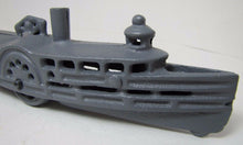 Load image into Gallery viewer, Vintage Cast Iron Riverboat Toy spinning bottom wheel boat ship nautical
