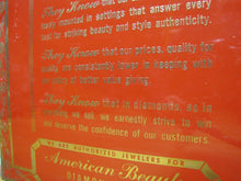 Load image into Gallery viewer, AMERICAN BEAUTY DIAMOND RINGS Old Brass Jewelry Store Ad Sign Authorized Jeweler
