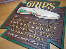 Load image into Gallery viewer, GRIPS CANVAS SNEAKERS BEACON FALLS RUBBER FOOTWEAR Old Shoe Store Ad Sign USA
