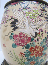 Load image into Gallery viewer, Antique Porcelain Lamp longwy ? e m duplex burner converted Ornate Birds Flowers
