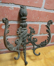 Load image into Gallery viewer, Antique 19c Bronze Flame Finial Ornate Hanger Hooks Decorative Arts Hardware A
