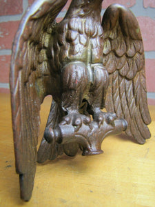 Antique Perched Eagle Topper Finial Ornate Bronze Brass Hardware Element