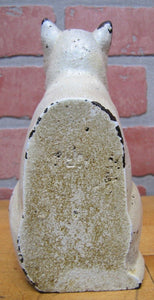 CJO JUDD CAT Orig Old Cast Iron Doorstop Decorative Art Statue White Green Eyes