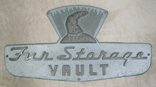 Load image into Gallery viewer, 1940&#39;s HAERTEL FUR STORAGE VAULT Sign Art Deco High Relief Ornate Rare HTF
