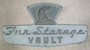 1940's HAERTEL FUR STORAGE VAULT Sign Art Deco High Relief Ornate Rare HTF