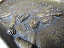 Load image into Gallery viewer, Antique Bronze Lion Decorative Art Tray Ornate High Relief Design Tree Landscape
