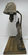 Load image into Gallery viewer, Antique Art Deco Cast Iron Elephant Doorstop Lamp rare old figural desk dresser
