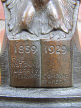 Load image into Gallery viewer, NATIONAL LIBERTY INSURANCE Co of AMERICA Old Cast Iron Eagle Bookends 1929
