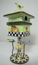 Load image into Gallery viewer, Enamel Cats Trinket Box butterflies flowers bird cats ornate details Kelvin Chen
