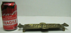 Antique Decorative Arts Brass Tray Leaves Ornate Card Tip Trinket Pen Rest