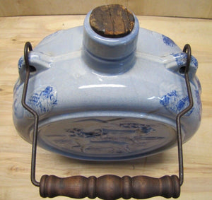 Bardell's Root Beer Stoneware Pottery Jug Canteen Handle Decorated Mountain Deer