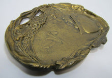 Load image into Gallery viewer, MAIDEN BONNET SHIP OCEAN SUN FISH Old Brass Figural Decorative Arts Trinket Tray
