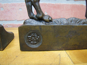 B&H BRADLEY HUBBARD BULLDOG Boston Terrier Dog Antique Bookends Art Statues