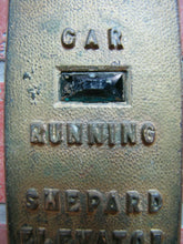 Load image into Gallery viewer, Old SHEPARD ELEVATOR CAR RUNNING Control Panel Button S Logo Bevel Edge Brass
