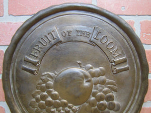 FRUIT OF THE LOOM Old Lg Embossed Brass Bronze Plaque Sign Underwear Advertising