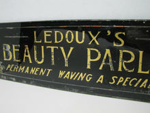 Load image into Gallery viewer, Old LEDOUX&#39;S BEAUTY PARLOR Reverse on Glass Sign Permanent Waving a Specialty
