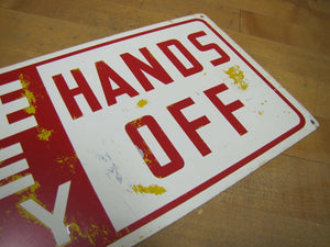 Old FIRE USE ONLY HANDS OFF Safety Advertising Sign Extinguisher Hose Industrial