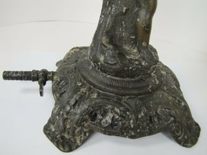 Antique Victorian Gas Lamp figural child holding urn ornate old decorative light
