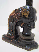 Load image into Gallery viewer, Antique Cast Iron Lion Head Figural Embosser Stamper Eureka Hall Asn Olyphant Pa
