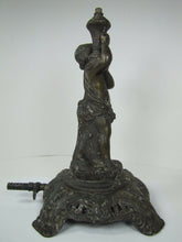 Load image into Gallery viewer, Antique Victorian Gas Lamp figural child holding urn ornate old decorative light
