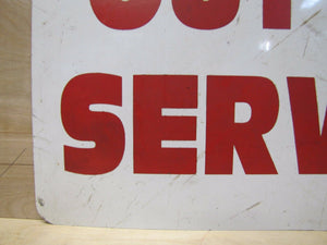 Vintage OUT OF SERVICE Sign gas station pump repair shop industrial safety adv