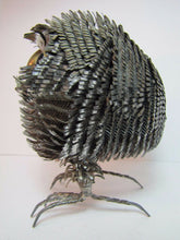 Load image into Gallery viewer, Vintage Folk Art Tin Owl wonderful ornate detailing snip cut bent tin artwork
