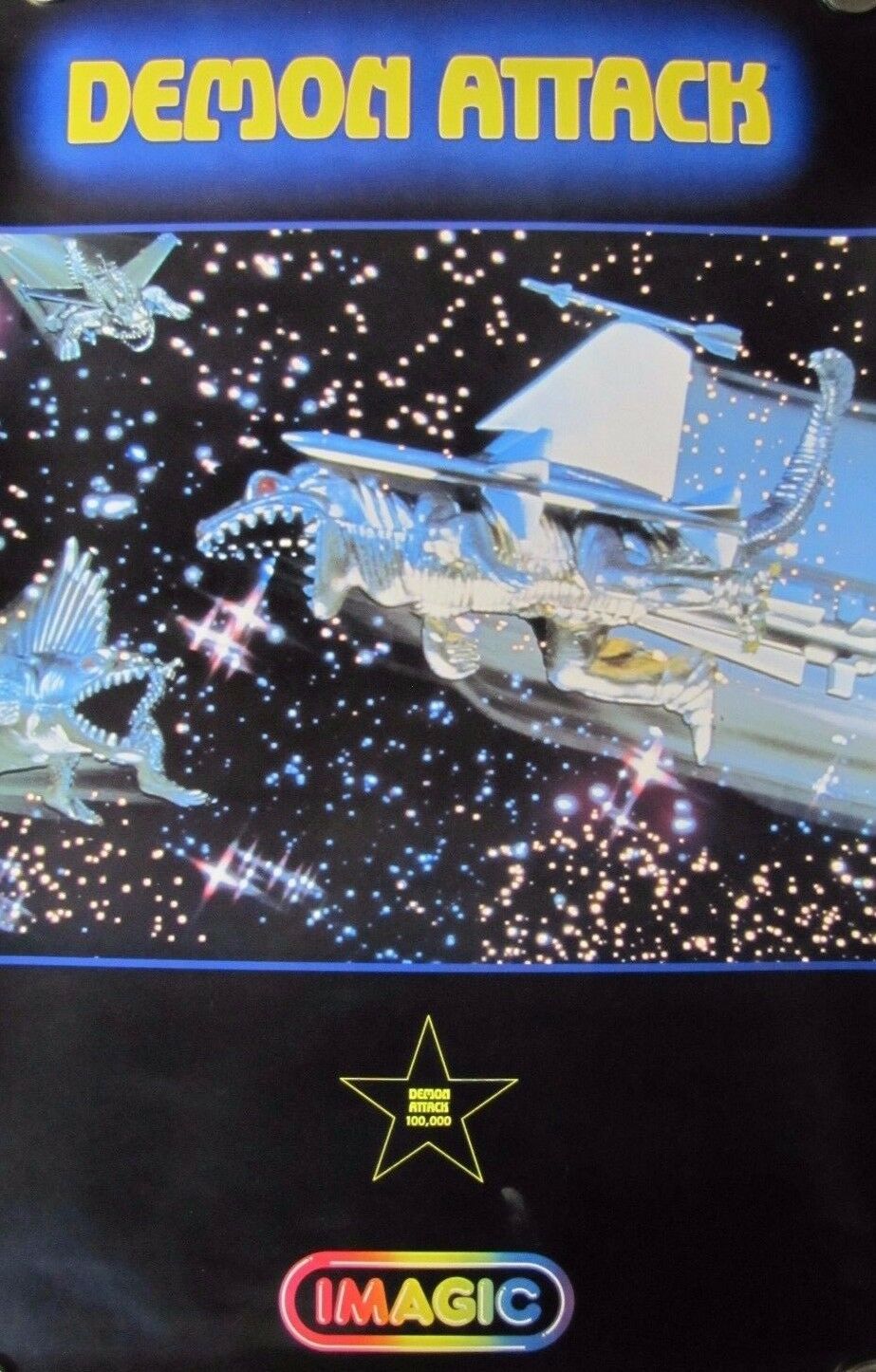 Original 1982 DEMON ATTACK Video Game Promo Poster IMAGIC Atari 2600 printed USA