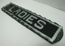 Load image into Gallery viewer, LADIES Antique Reverse Glass Chip Scalloped Edge Tin Frame Advertising Sign ROG
