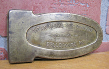 Load image into Gallery viewer, Old TITAN METAL MFG COMPANY BELLEFONTE PA Brass Advertising Paperweight
