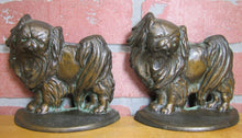 Load image into Gallery viewer, Old PEKINGESE Bookends Cast Iron Bronze Wash Decorative Art Dog Statues
