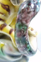 Load image into Gallery viewer, Vtg TIGER &amp; SNAKE FIGHTING Large Decorative Art Pottery Statue Portugal
