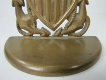 Load image into Gallery viewer, Old Brass US NAVY Spread Winged Eagle Shield Anchors Figural Doorstop Bookend
